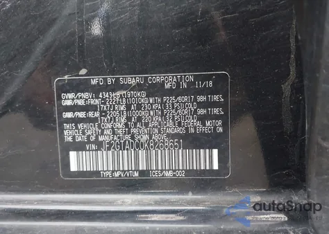 2019 Subaru Crosstrek 2.0I Premium from USA, damaged, VIN JF2GTADC0K8268651